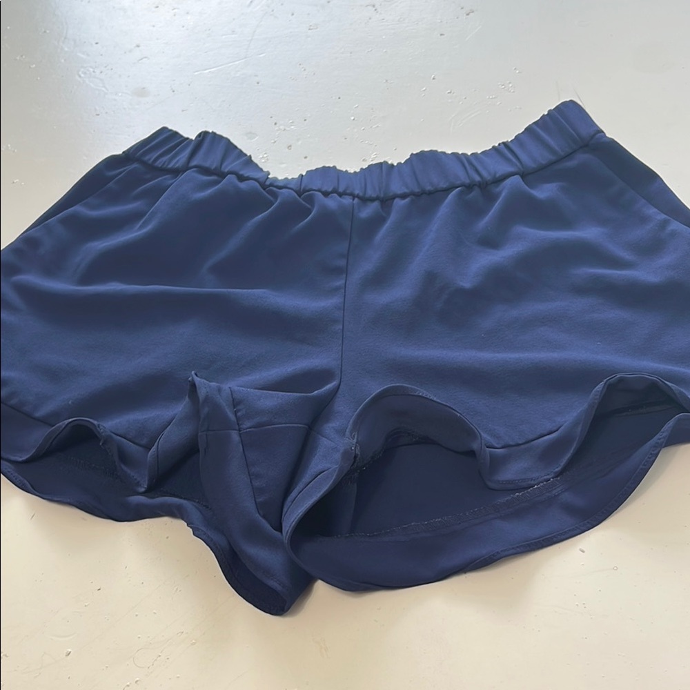 Maison Jules Small Navy Blue Elastic Waist Pull On Scalloped Edge Shorts